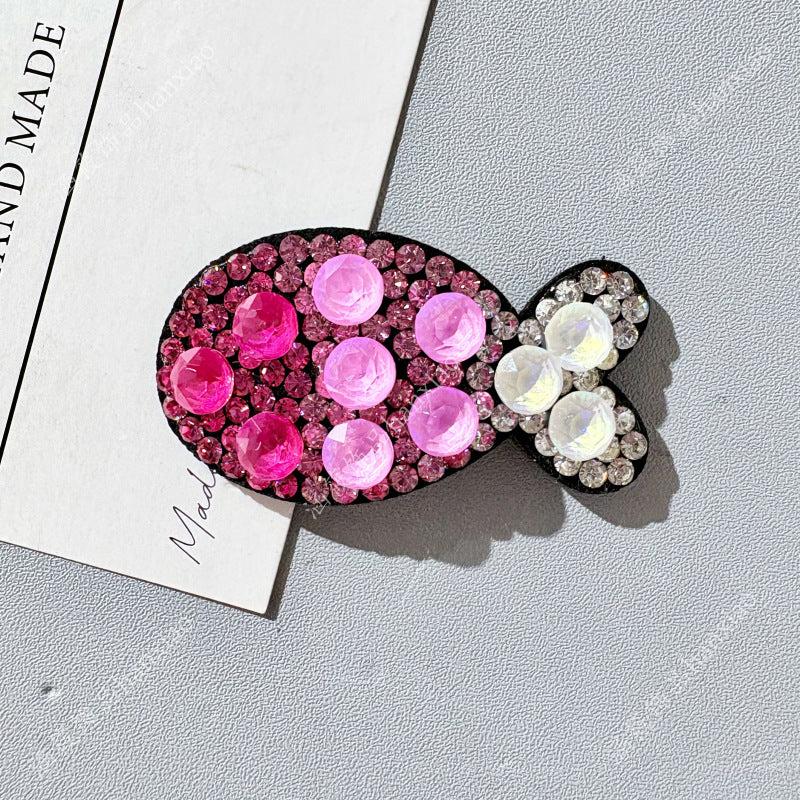 Original Design Fish BB Clips Hairpin For Women With Rhinestones In Purple