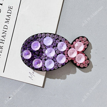 Original Design Fish BB Clips Hairpin For Women With Rhinestones In Purple