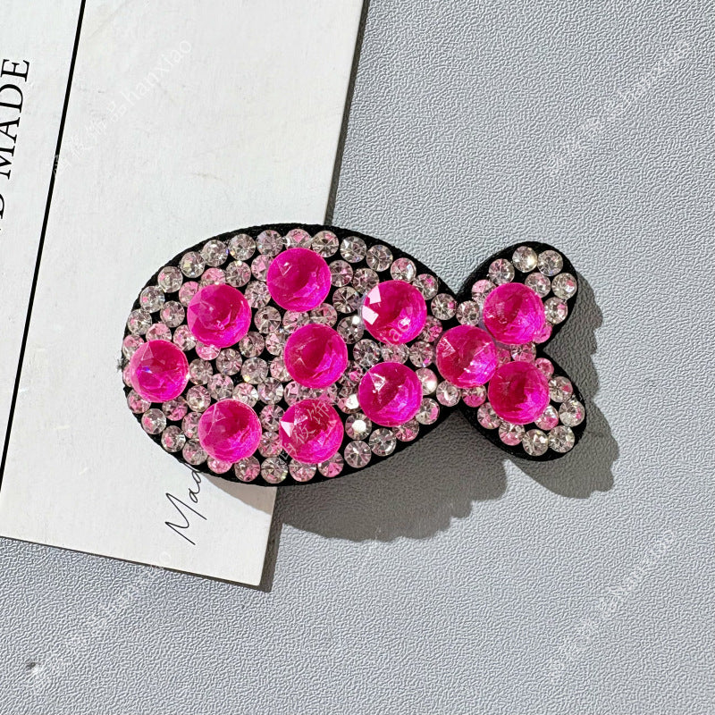 Original Design Fish BB Clips Hairpin For Women With Rhinestones In Purple