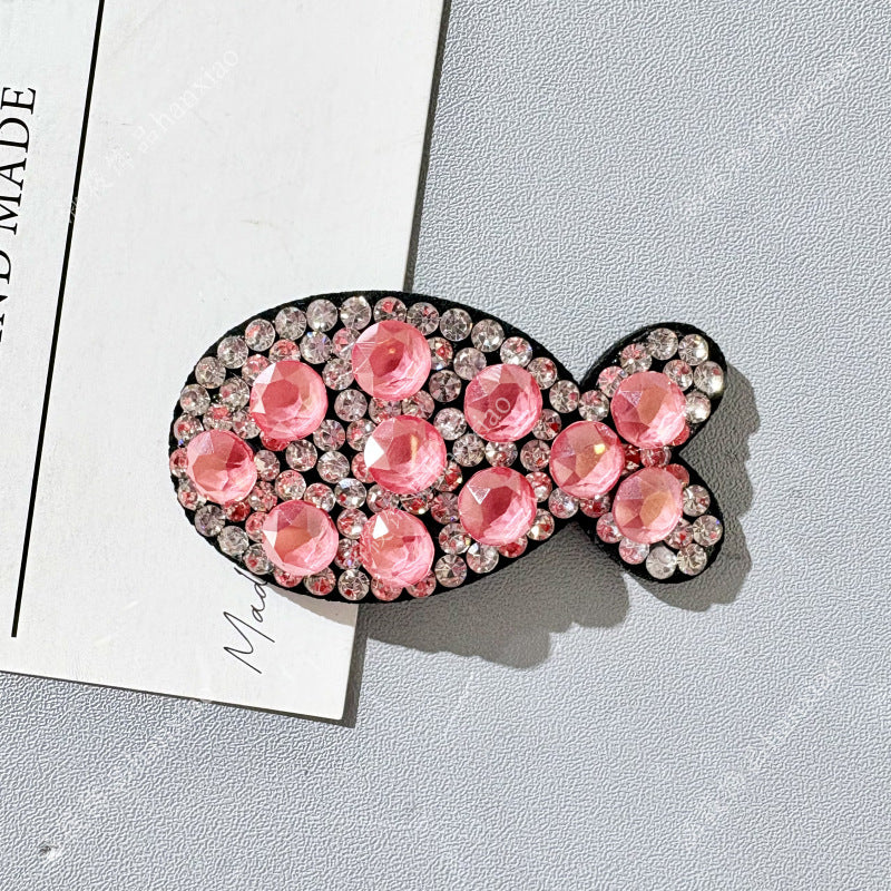 Original Design Fish BB Clips Hairpin For Women With Rhinestones In Purple