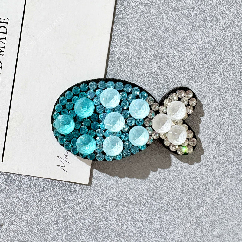 Original Design Fish BB Clips Hairpin For Women With Rhinestones In Purple