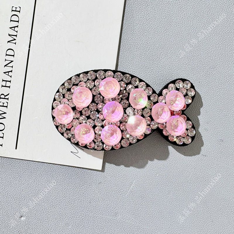 Original Design Fish BB Clips Hairpin For Women With Rhinestones In Purple