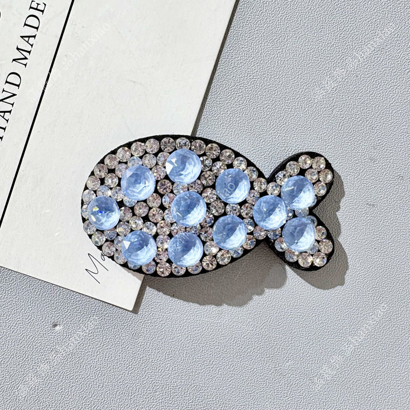 Original Design Fish BB Clips Hairpin For Women With Rhinestones In Purple