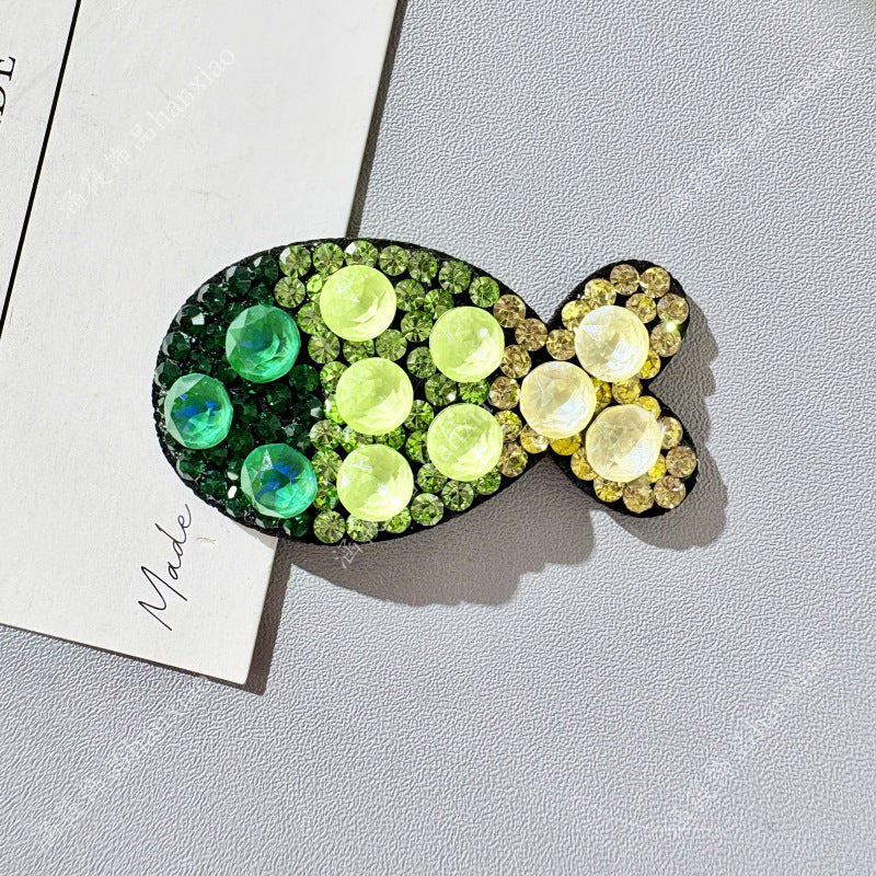 Original Design Fish BB Clips Hairpin For Women With Rhinestones In Purple