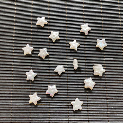 Polished Freshwater Pearl Pentagram Beads In White Featuring Baroque Style With Undrilled Design