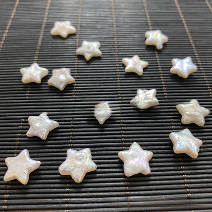 Polished Freshwater Pearl Pentagram Beads In White Featuring Baroque Style With Undrilled Design