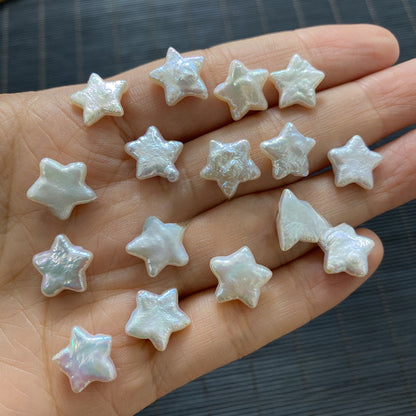 Polished Freshwater Pearl Pentagram Beads In White Featuring Baroque Style With Undrilled Design