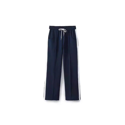 Stripe Jogging Pants 2 Pieces Set With Side Stripe Detail, Casual Streetwear Pant Co-ord Set In Elastane