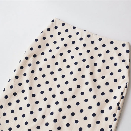 Polka Dots Streetwear Slim Straight Skirt In Polyester With Mid Waist For Spring