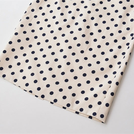 Polka Dots Streetwear Slim Straight Skirt In Polyester With Mid Waist For Spring