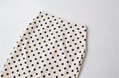 Polka Dots Streetwear Slim Straight Skirt In Polyester With Mid Waist For Spring