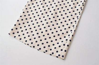 Polka Dots Streetwear Slim Straight Skirt In Polyester With Mid Waist For Spring