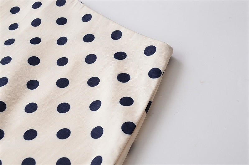 Polka Dots Streetwear Slim Straight Skirt In Polyester With Mid Waist For Spring