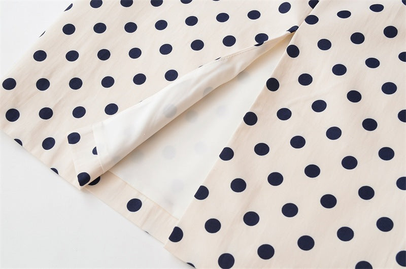 Polka Dots Streetwear Slim Straight Skirt In Polyester With Mid Waist For Spring
