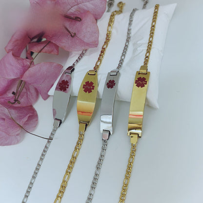 Quadrilateral ID Bracelet In Stainless Steel With Titanium Steel Chain, Unisex Design, Steel Color