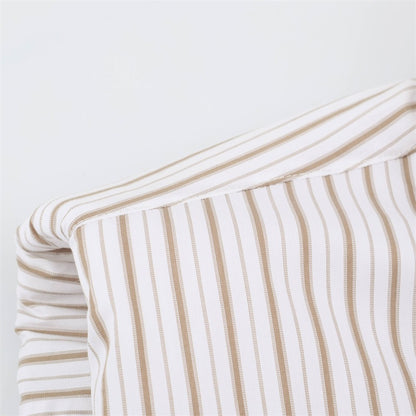 Stripe Sleeveless Blouse With Bow Tie Detail In Polyester Fabric Featuring Lapel Collar And Single Breasted Design
