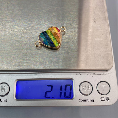 Heart Shape Natural Stone Pendant With Turquoise Inlay Featuring Bezel Setting And Stone Texture Finish In Bohemian Style