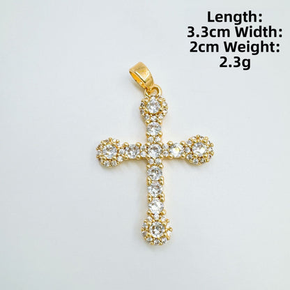 Cross Necklace In Copper With 18K Real Gold Plating Featuring Zircon Inlay