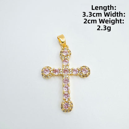 Cross Necklace In Copper With 18K Real Gold Plating Featuring Zircon Inlay