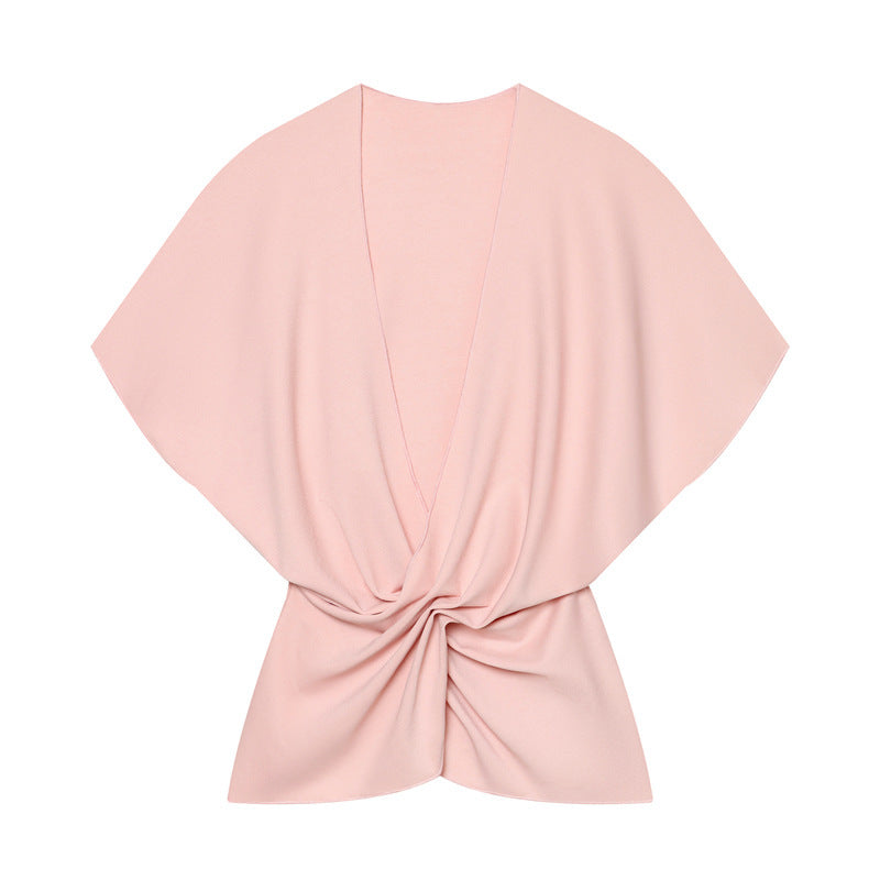 Streetwear Skirt Co-ord Set With Folds, Short Sleeve Polyester, 2 Pieces Set For Spring