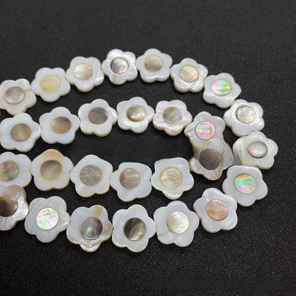Polished Shell Flowers Beads In Dyed Black Featuring Natural Baroque Style For Jewelry Making