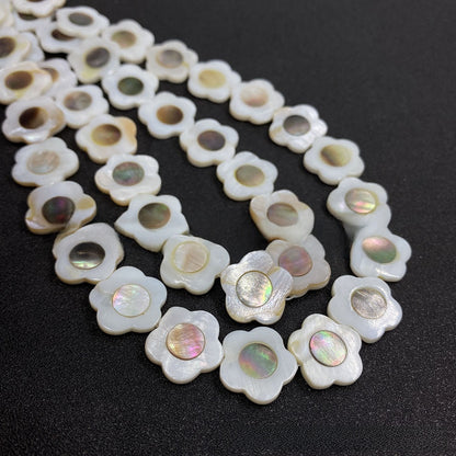 Polished Shell Flowers Beads In Dyed Black Featuring Natural Baroque Style For Jewelry Making