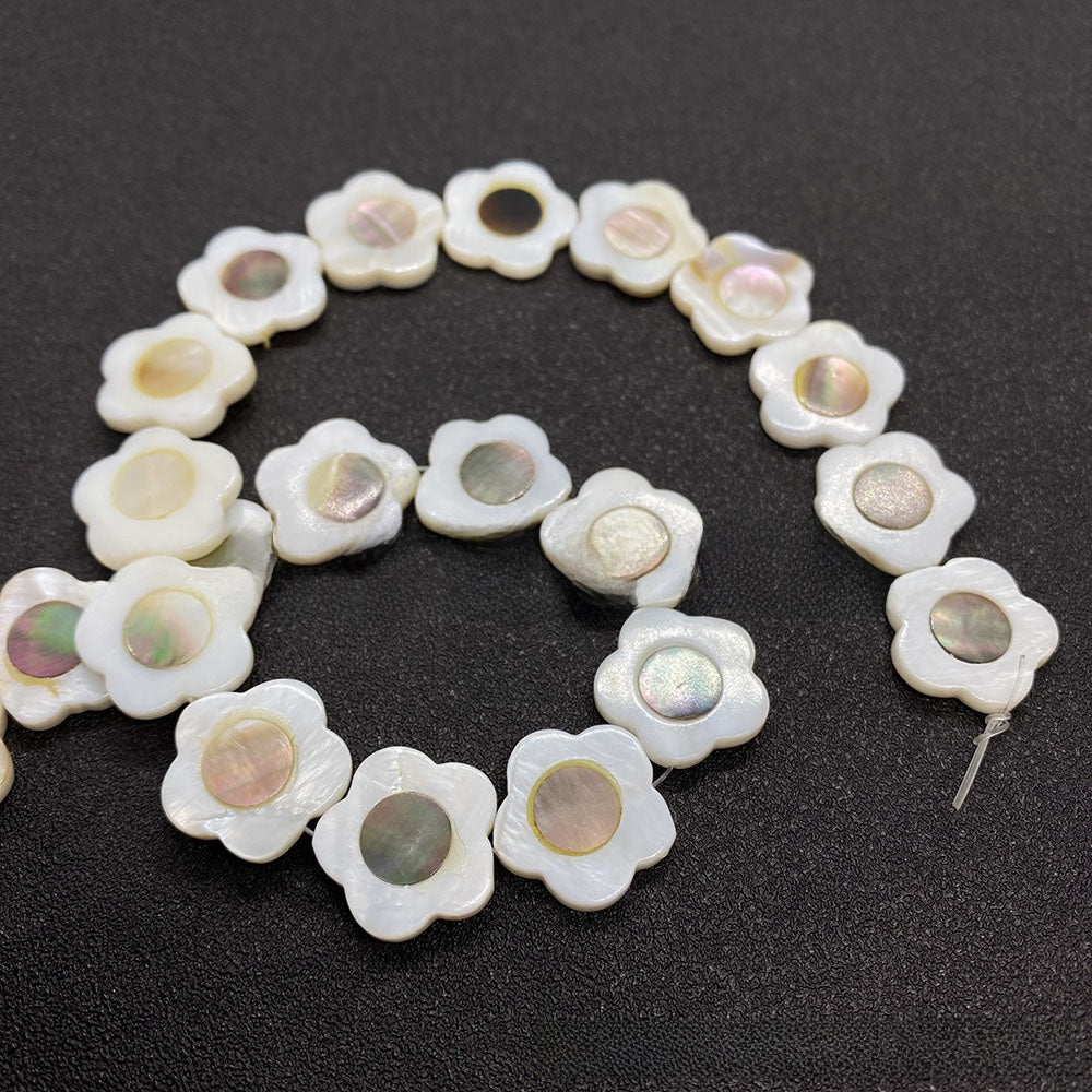 Polished Shell Flowers Beads In Dyed Black Featuring Natural Baroque Style For Jewelry Making