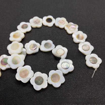 Polished Shell Flowers Beads In Dyed Black Featuring Natural Baroque Style For Jewelry Making