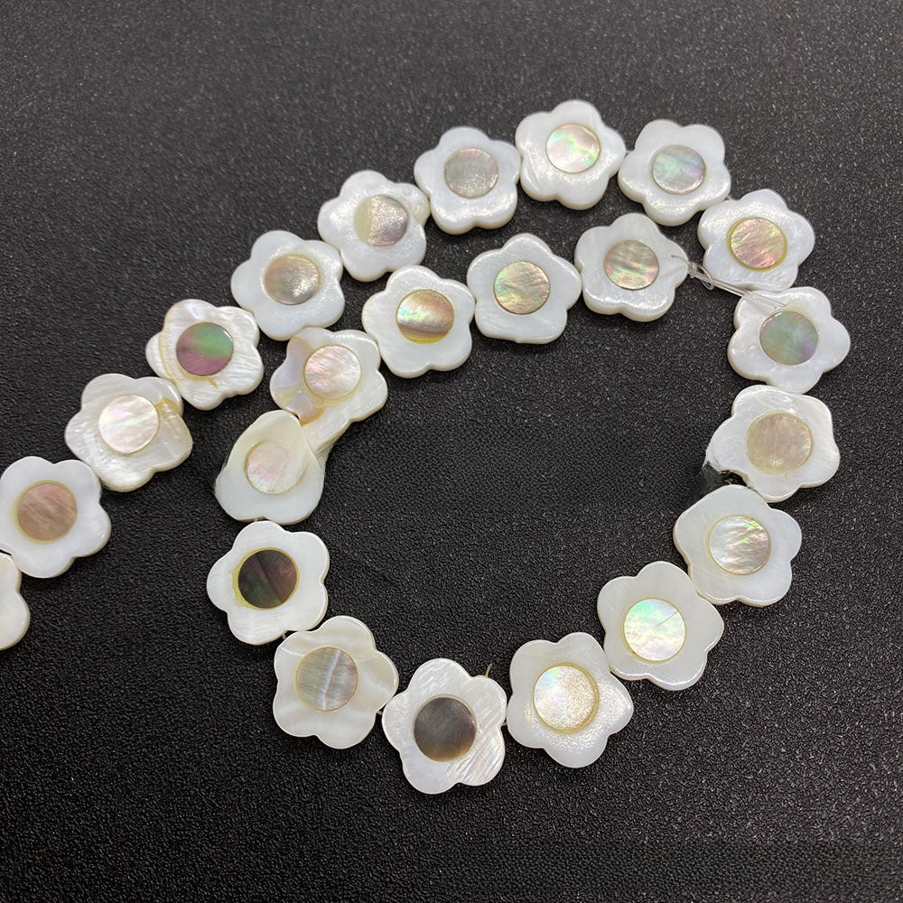 Polished Shell Flowers Beads In Dyed Black Featuring Natural Baroque Style For Jewelry Making