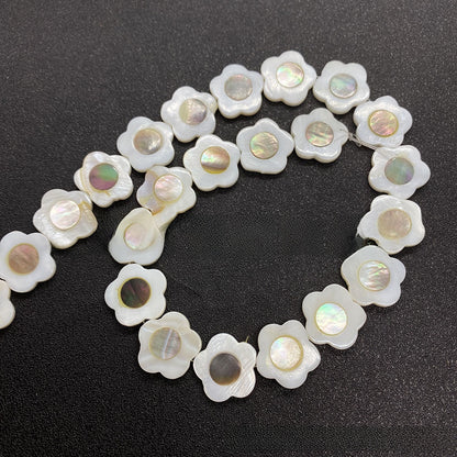 Polished Shell Flowers Beads In Dyed Black Featuring Natural Baroque Style For Jewelry Making
