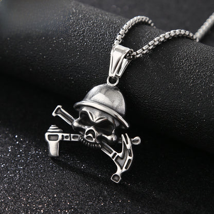 Cartoon Style Metal Pendant With Polished Finish In Steel Color, Designed For Men's Jewelry