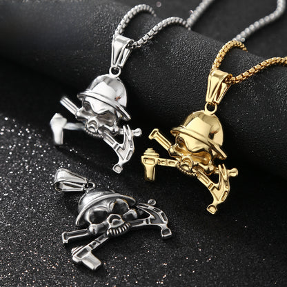 Cartoon Style Metal Pendant With Polished Finish In Steel Color, Designed For Men's Jewelry