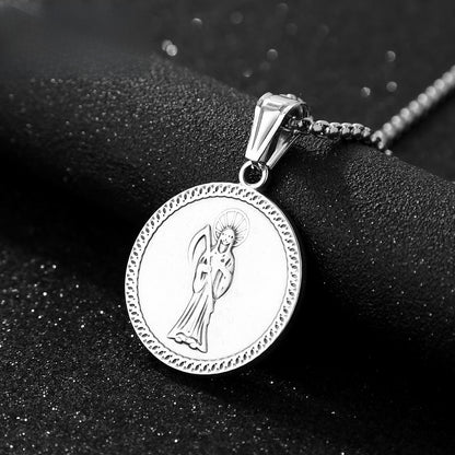 Eye Pendant In 304 Stainless Steel With Electroplated Gold Plating, Featuring Titanium Steel Chain In Simple Style For Men