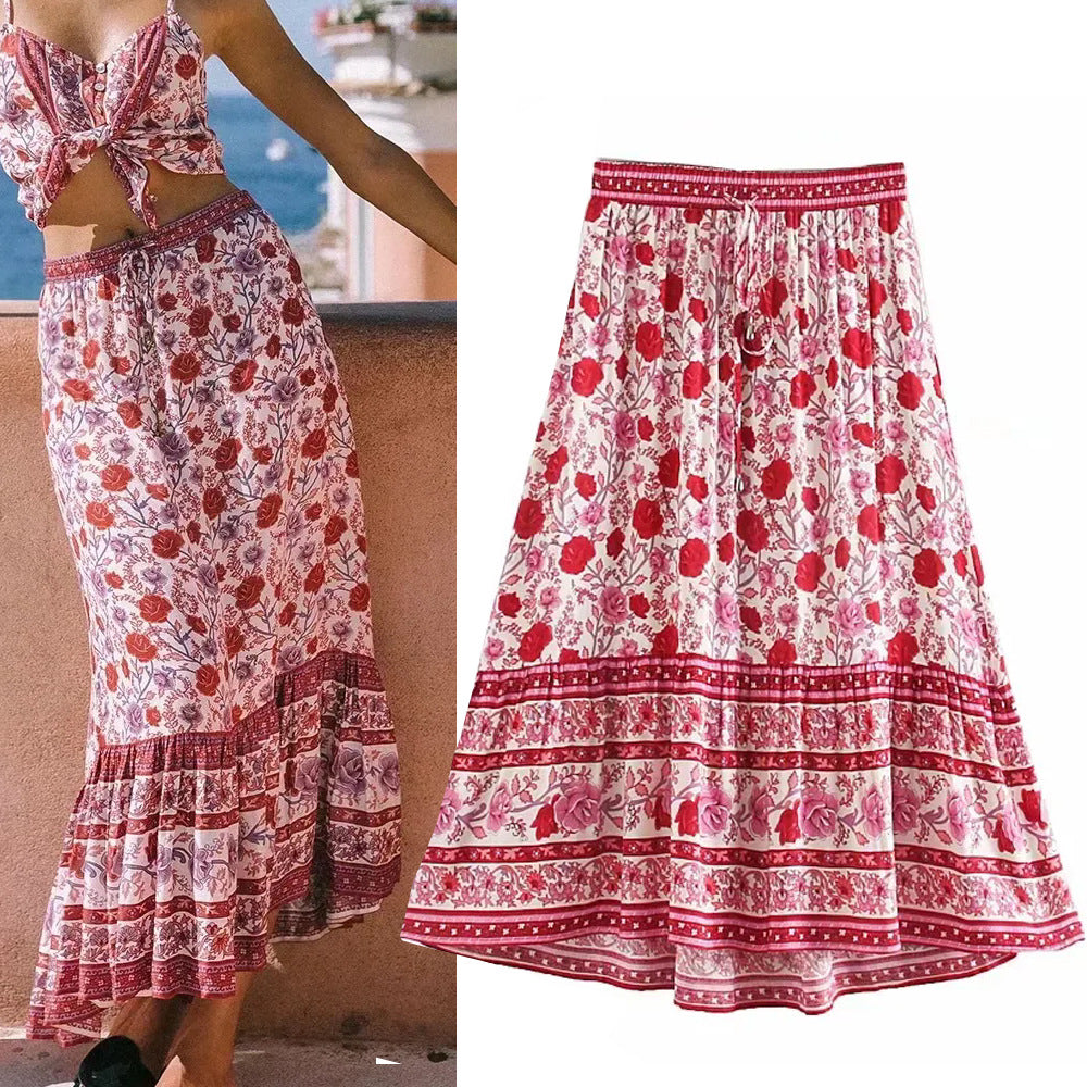 Streetwear Printing Skirt In Artificial Cotton For Spring Featuring Embroidery Craftsmanship