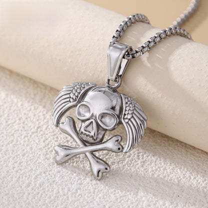 Animal Pendant In 304 Stainless Steel With Electroplated Gold Plating, Featuring Artificial Pearl Chain, Designed For Men, Steel Color