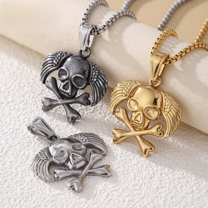 Animal Pendant In 304 Stainless Steel With Electroplated Gold Plating, Featuring Artificial Pearl Chain, Designed For Men, Steel Color