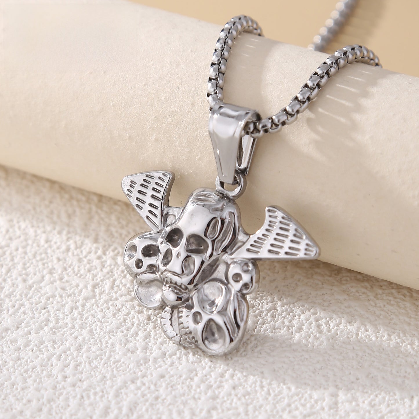 Men's Polished 304 Stainless Steel Eye Pendant In Steel Color