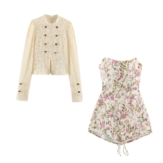 Elegant Long Sleeve Polyester Skirt Co-ord Set Coat For Autumn With Regular Sleeve