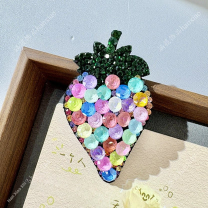 Original Design Strawberry Hairpin For Women With Rhinestones In Natural Pink