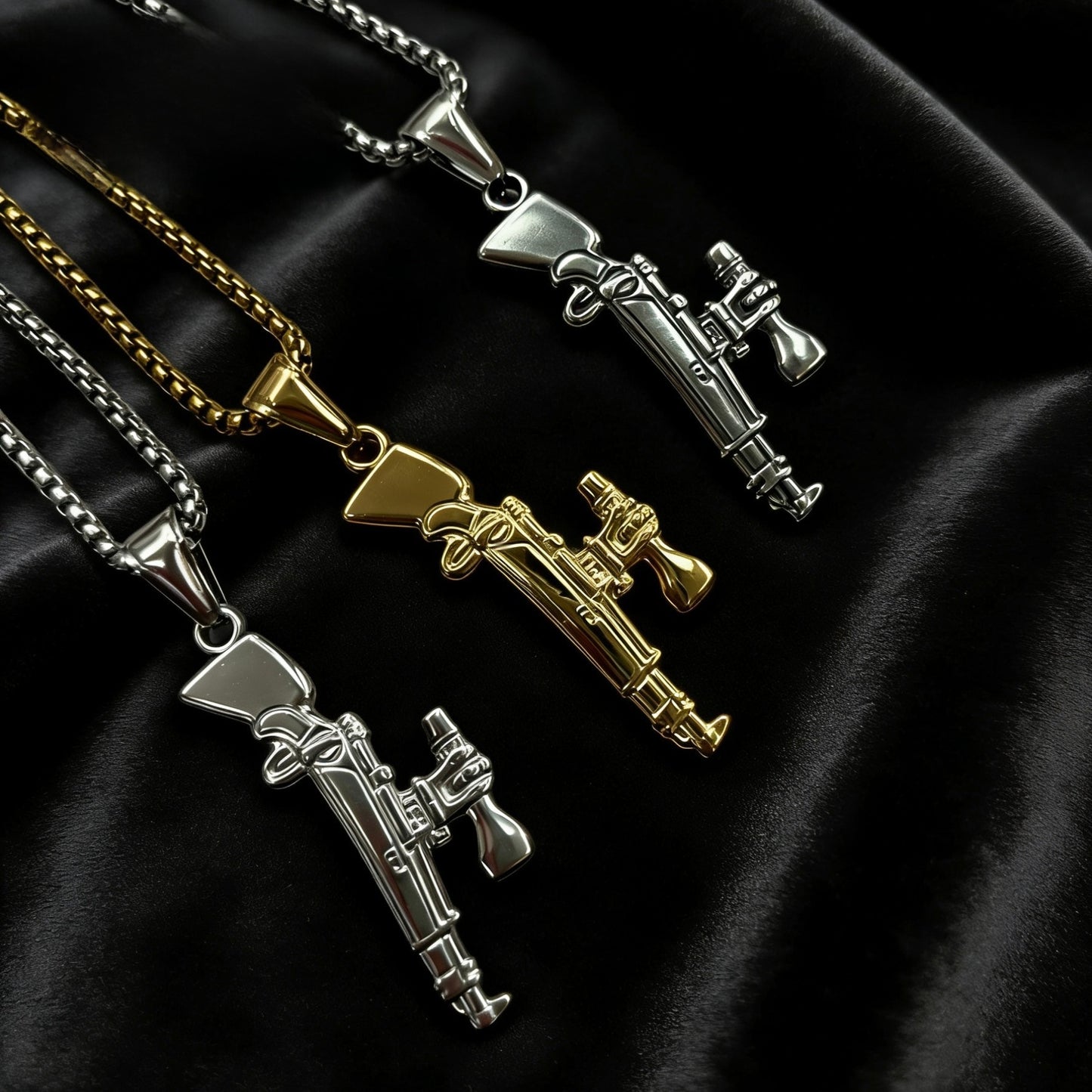 Vintage Style Men's Quadrilateral Pendant In Steel Color, Made Of Titanium Steel With PVD Coated Gold Plating Process