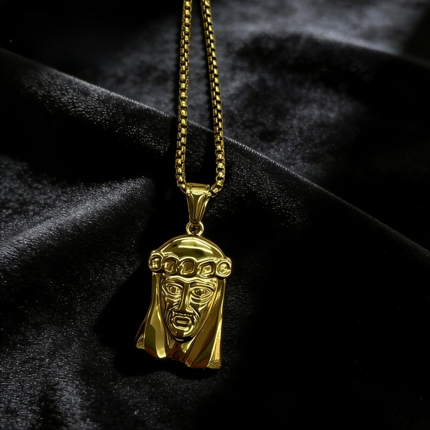 Men's Ethnic Style Quadrilateral Pendant Featuring Titanium Steel With PVD Coated Gold Plating And Artificial Pearl Inlay