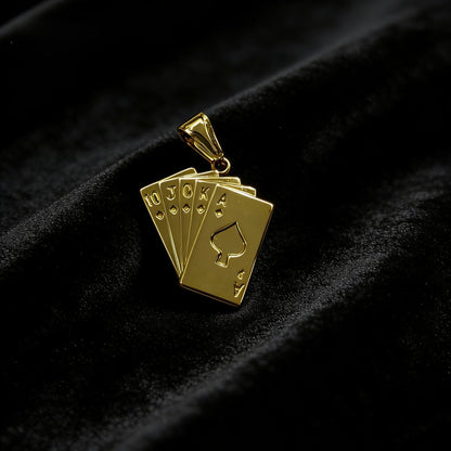 Vintage Style Men's Quadrilateral Pendant In Steel Color, Made Of Titanium Steel With PVD Coated Gold Plating Process