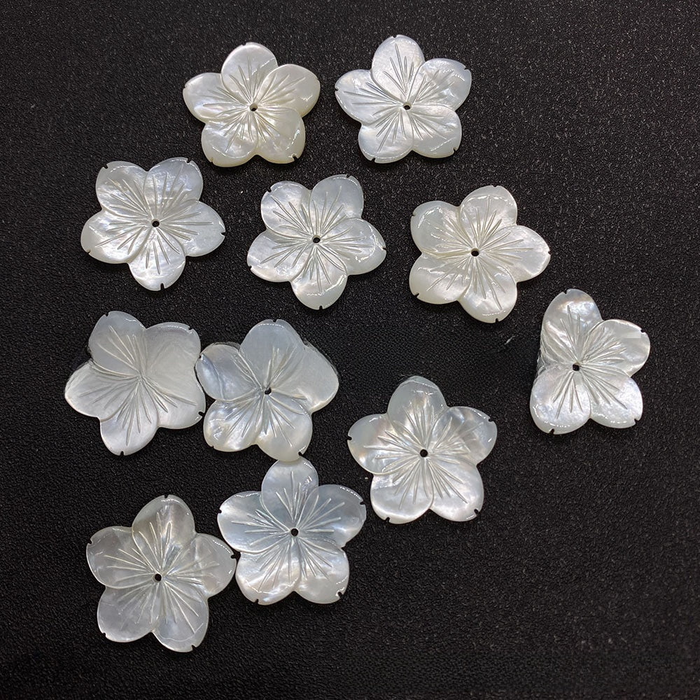 Petal Shell Beads With Carving Craft, Natural Material Featuring Marine Style Jewelry Accessories