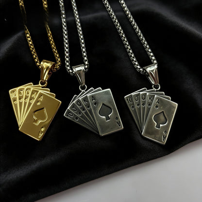 Vintage Style Men's Quadrilateral Pendant In Steel Color, Made Of Titanium Steel With PVD Coated Gold Plating Process