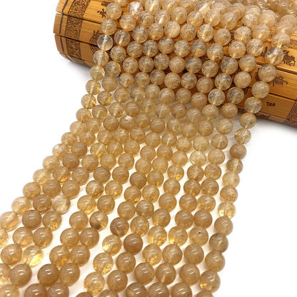 Natural Stone Watermelon Beads With Polished Finish, Diameter 6 Mm, Featuring Watermelon Stone Inlay In Yellow