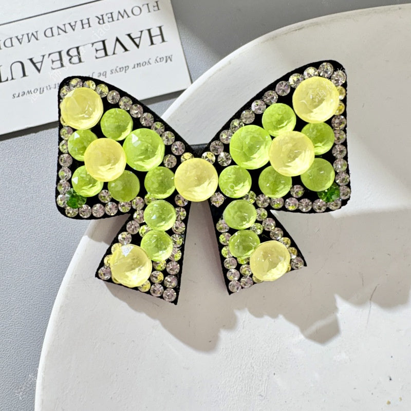 Bow Tie BB Clips Hairpin For Women With Rhinestones In Natural Pink