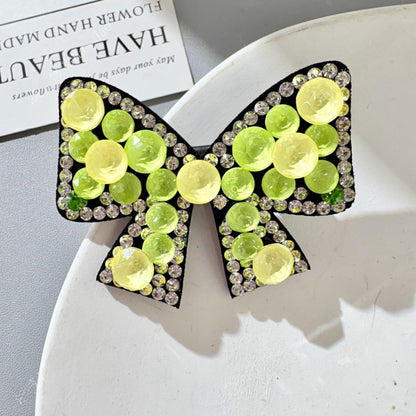 Bow Tie BB Clips Hairpin For Women With Rhinestones In Natural Pink