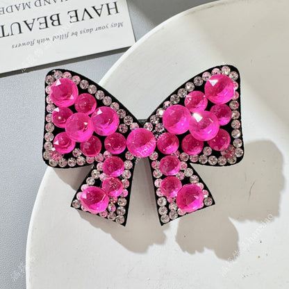 Bow Tie BB Clips Hairpin For Women With Rhinestones In Natural Pink