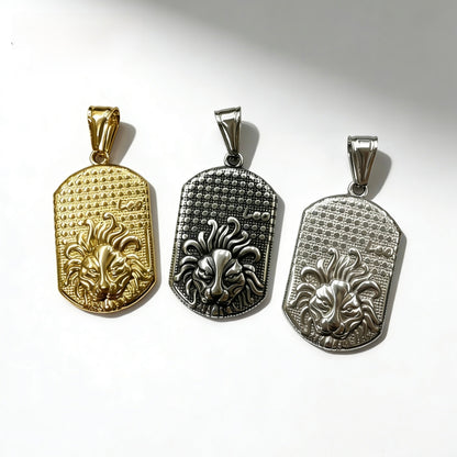 Men's Ethnic Style Quadrilateral Pendant Featuring PVD Coated Gold Plated Titanium Steel And Artificial Pearl Inlay