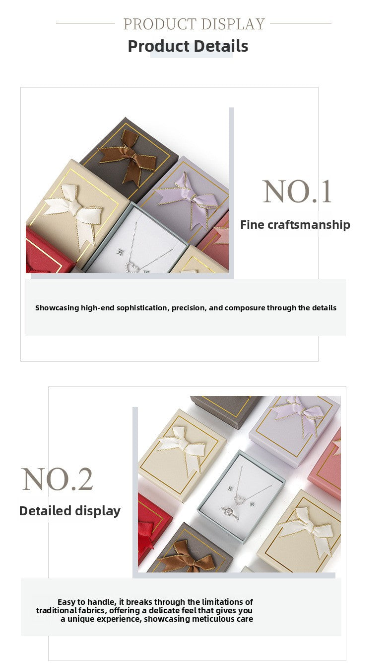 Bow Tie Jewelry Box Made Of Paper With Hot Stamping Craft, Available In Red For Elegant Jewelry Packaging